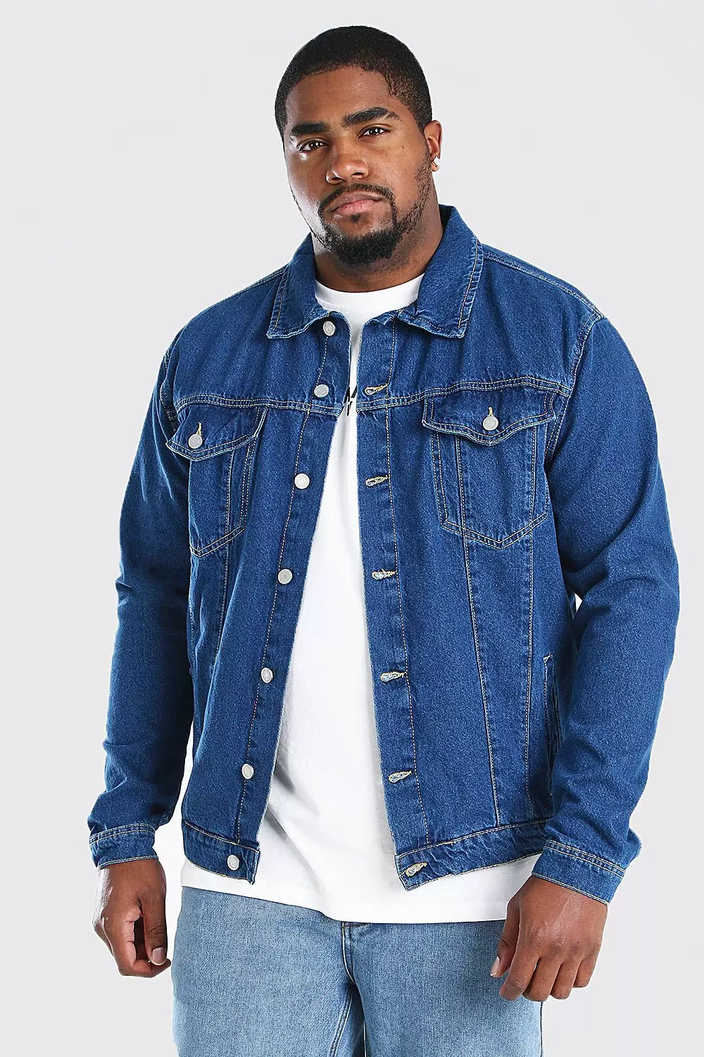 Plus Size Regular Denim Western Jacket | boohooMAN USA